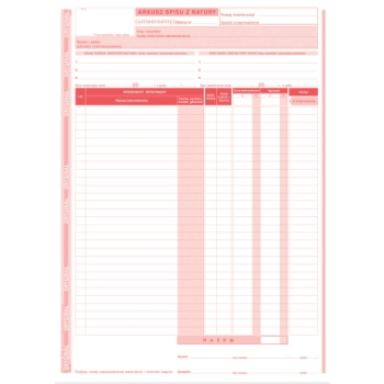 Arkusz spisu z natury (uniwersalny) (pion) A4 341-1